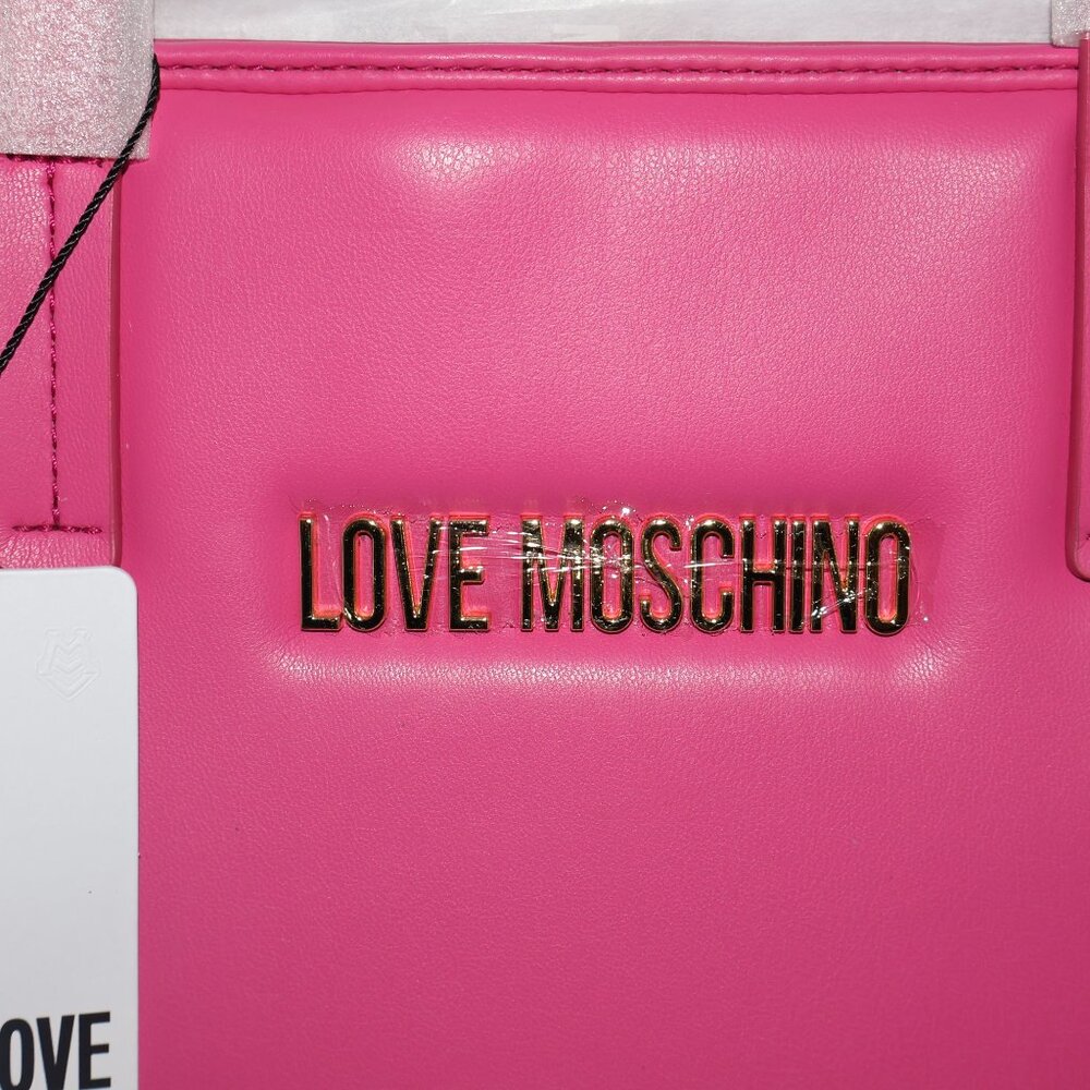 Love Moschino Quilted Tote Black Pink Shoulder Bag Gold Hardware - Picture 10 of 12